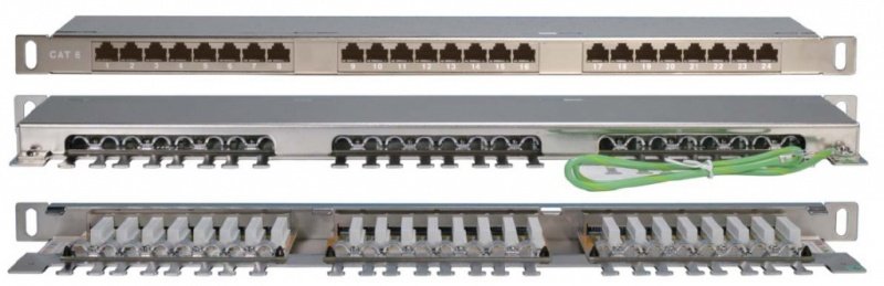 ����-������ 24 ����� RJ-45, ��������� 6 , ������� ��������� 19" 0,5U ��������������