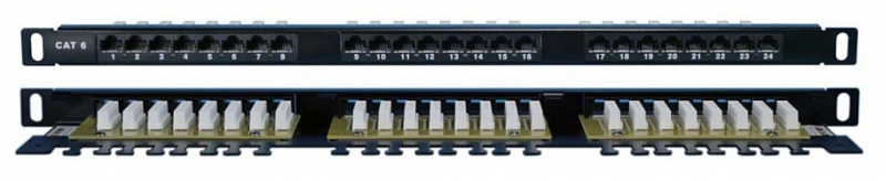 ����-������ 24 ����� RJ-45, ��������� 6 , ������� ��������� 19" 0,5U